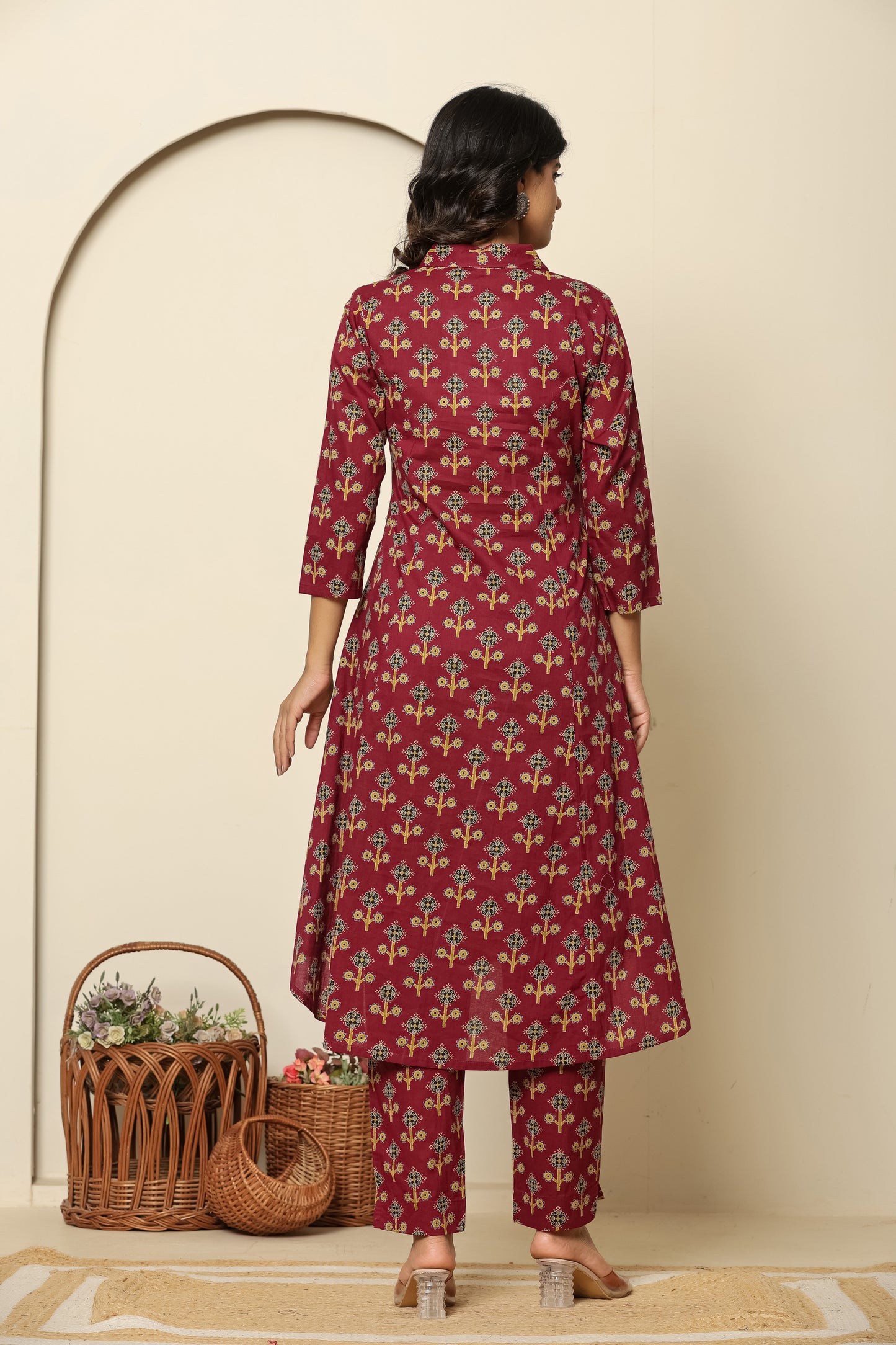 Printed Pure Cotton Tunic With Trousers Co-Ords