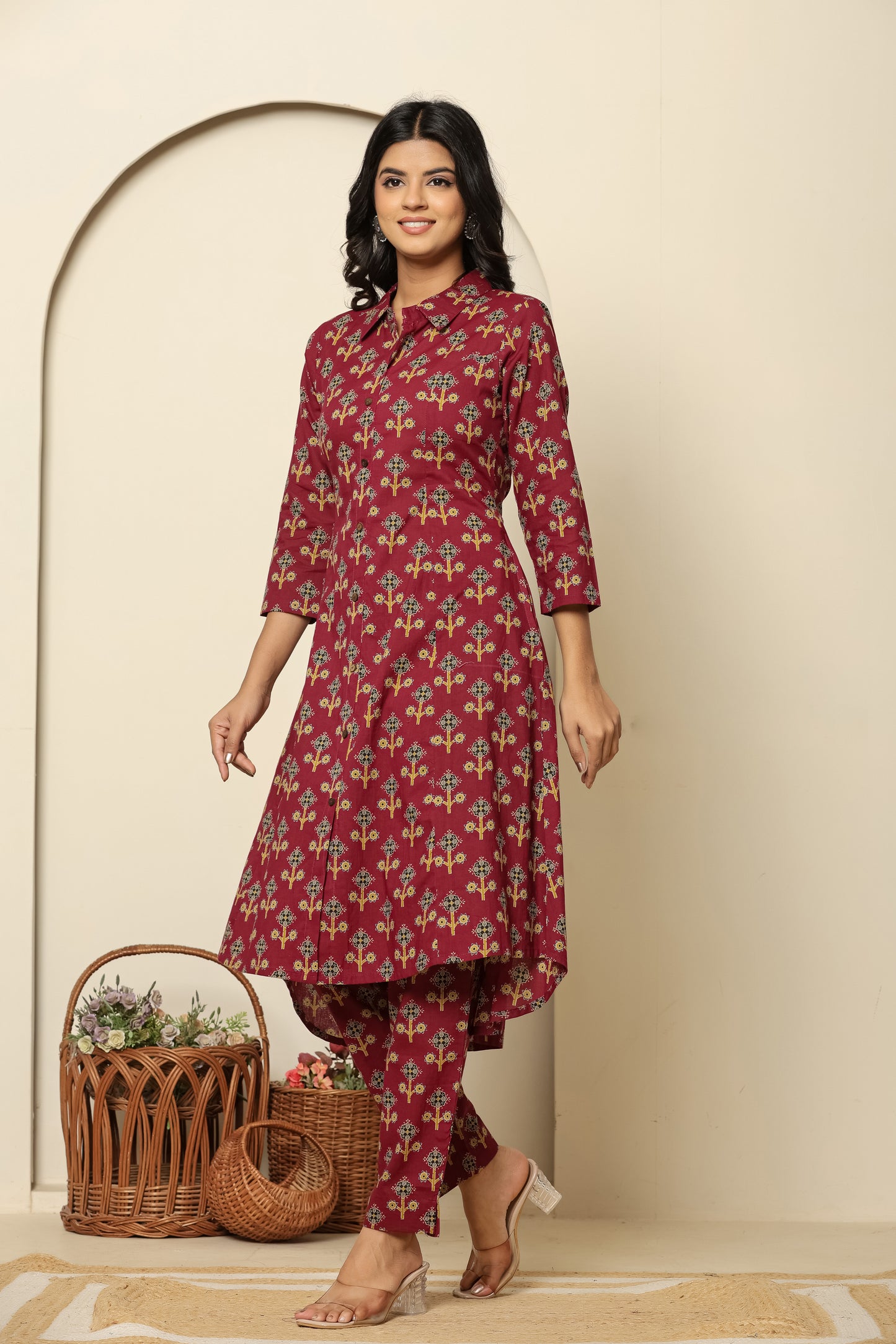 Printed Pure Cotton Tunic With Trousers Co-Ords