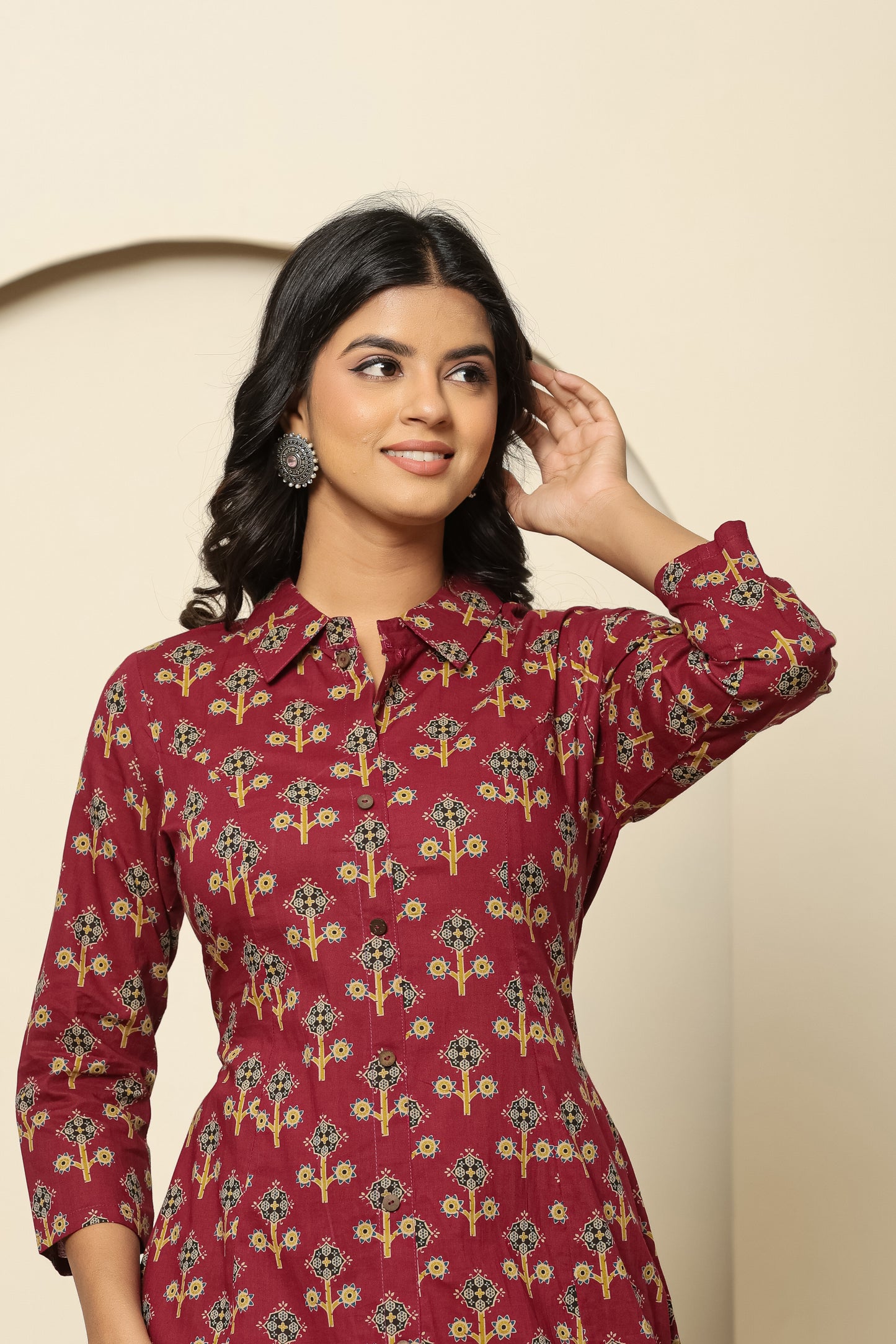 Printed Pure Cotton Tunic With Trousers Co-Ords