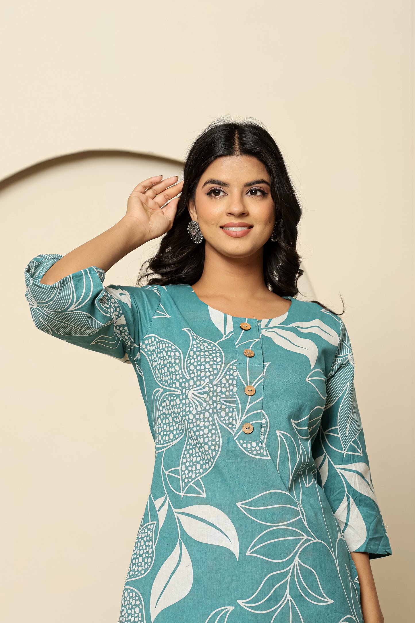 Floral Printed Tunic With Trousers Co-Ords