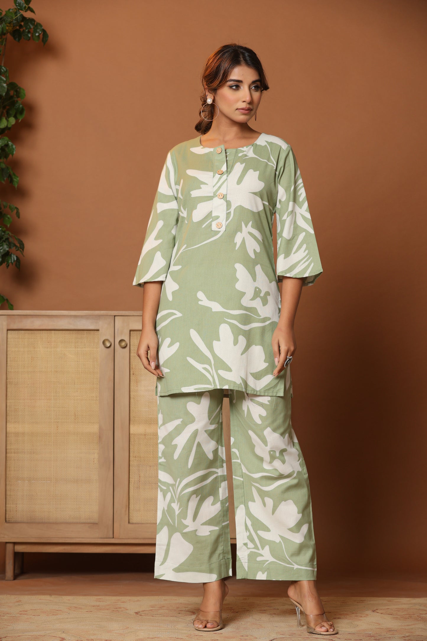 Floral Printed Tunic With Trousers Co-Ords