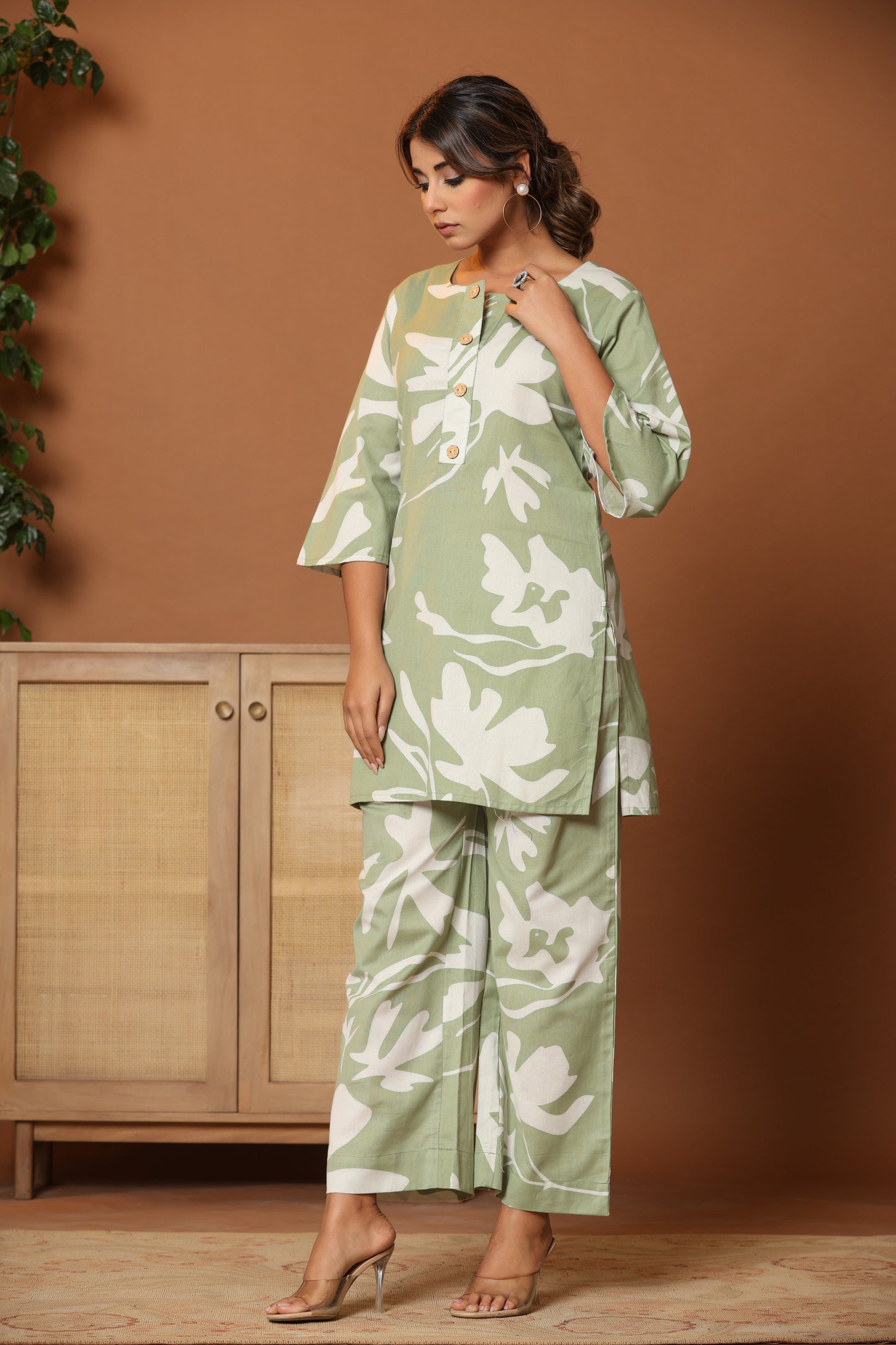 Floral Printed Tunic With Trousers Co-Ords