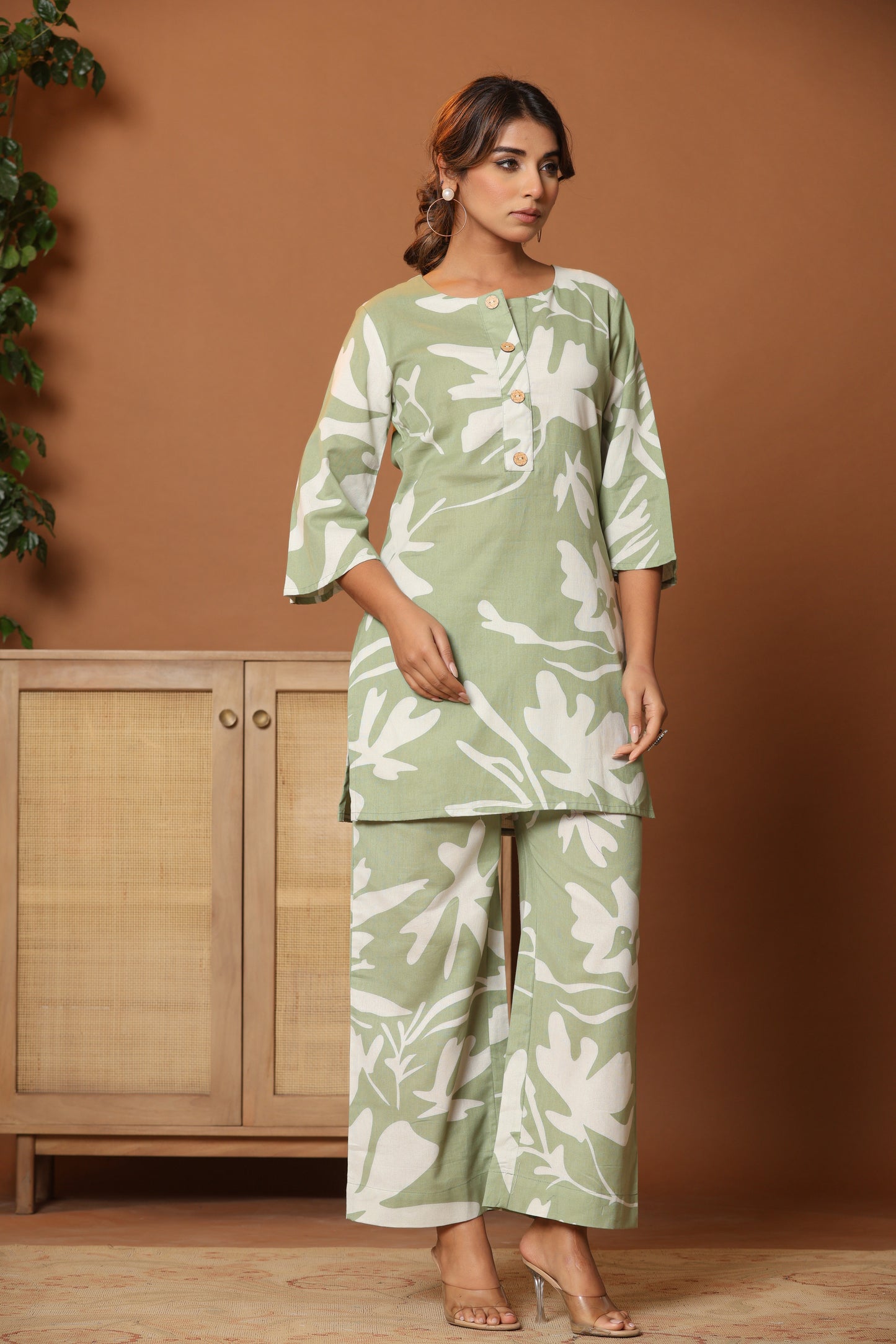 Floral Printed Tunic With Trousers Co-Ords