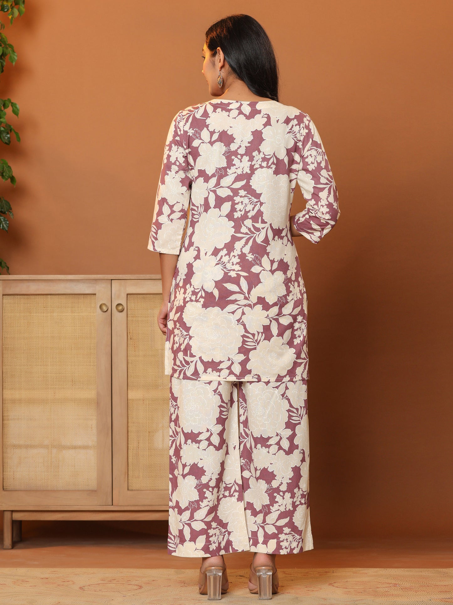 Printed Pure Cotton Tunic with Palazzos