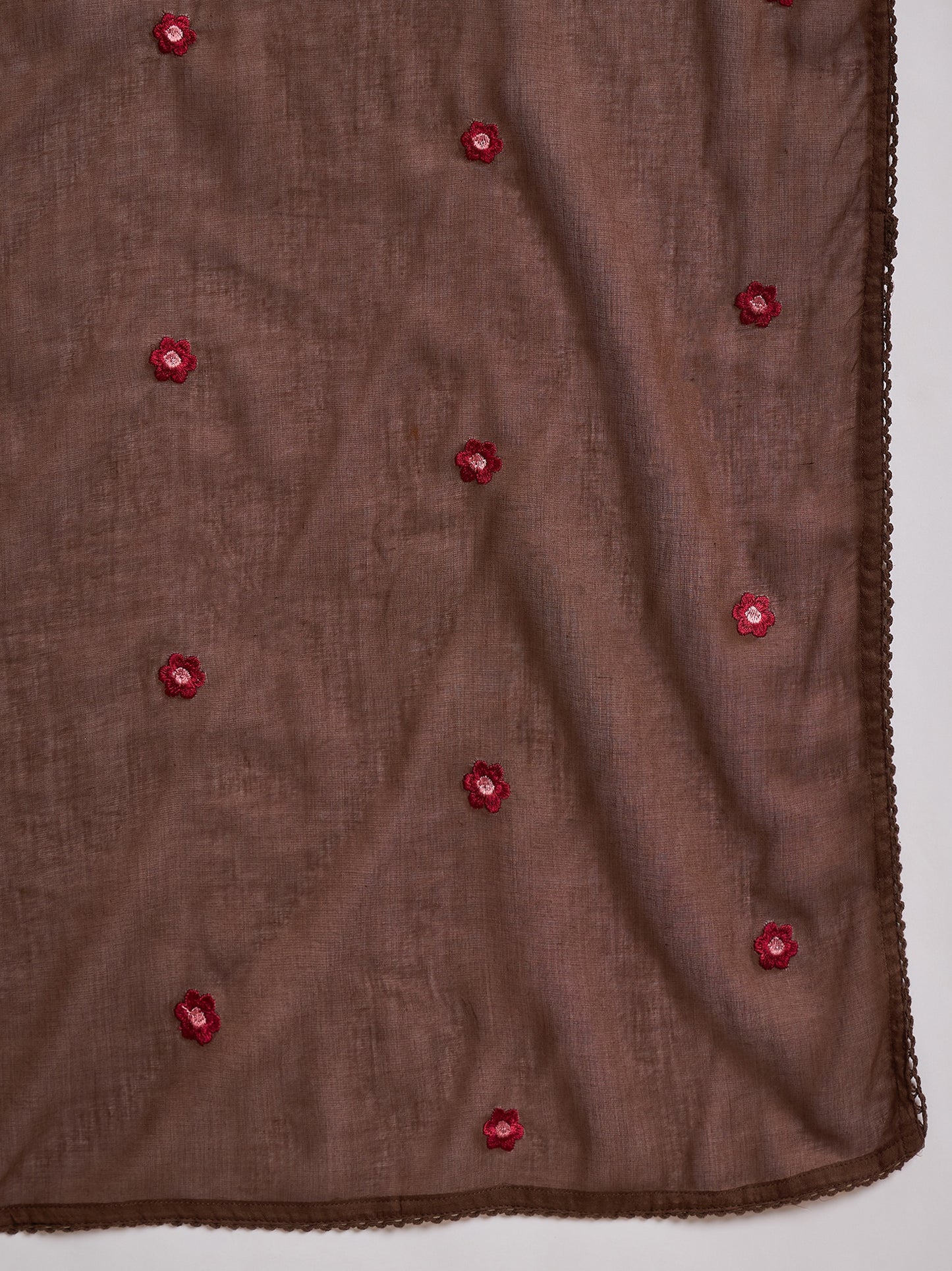 Women Floral Embroidered Regular Thread Work Kurta With Trousers & Dupatta