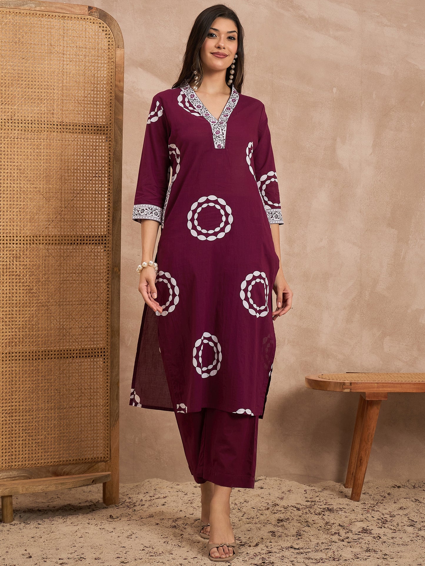 Women Bandhani Printed Pure Cotton Kurta with Trouser & Dupatta