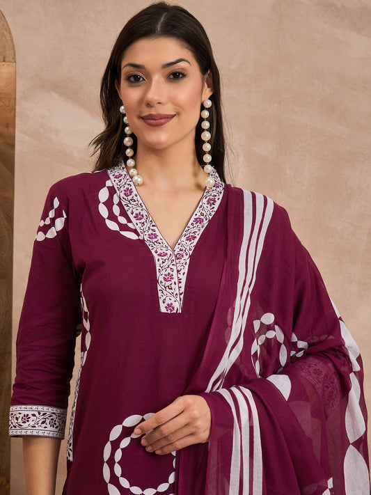 Women Bandhani Printed Pure Cotton Kurta with Trouser & Dupatta