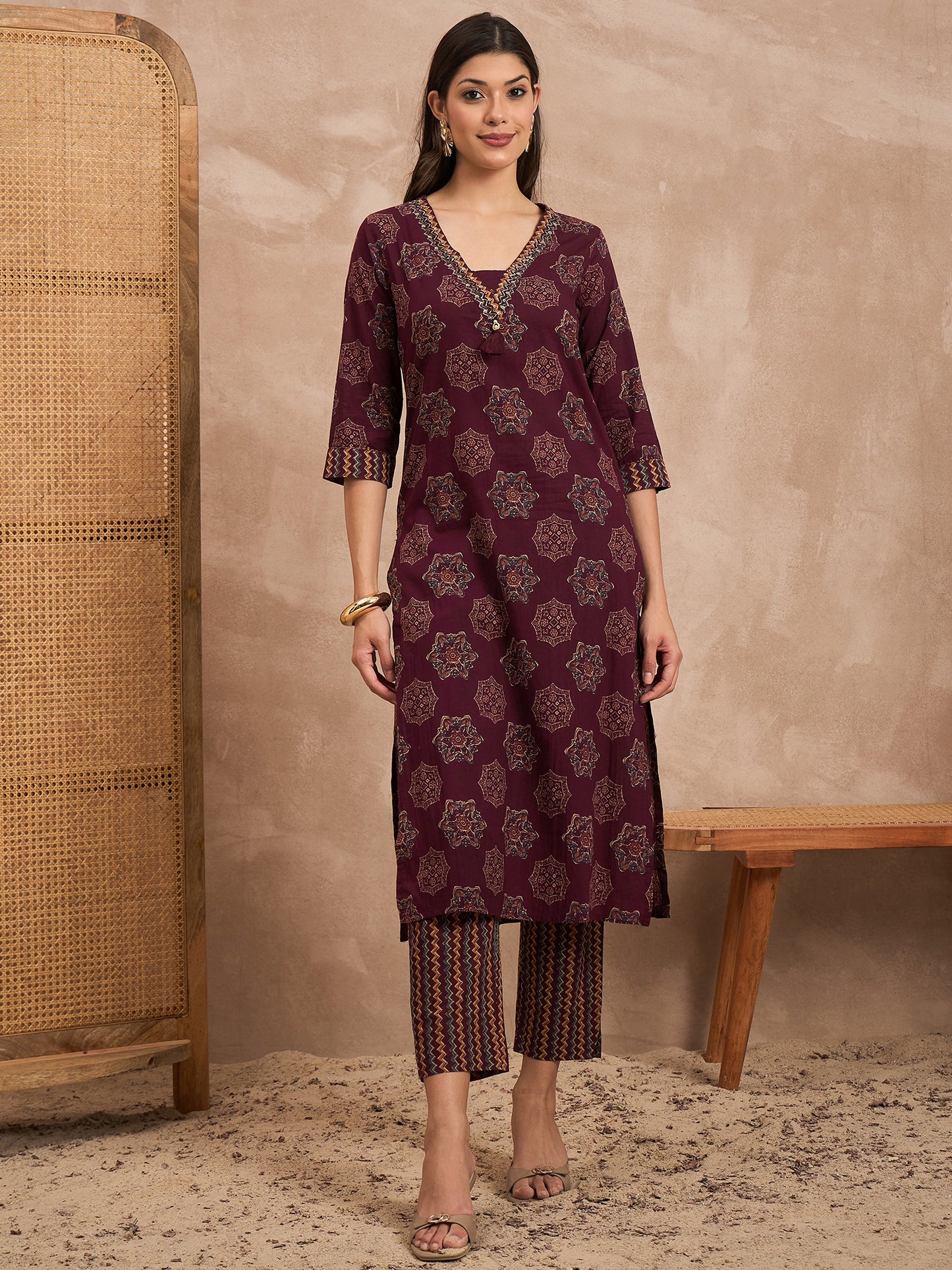 Women Ethnic Motifs Printed Pure Cotton Kurta with Trousers & Dupatta