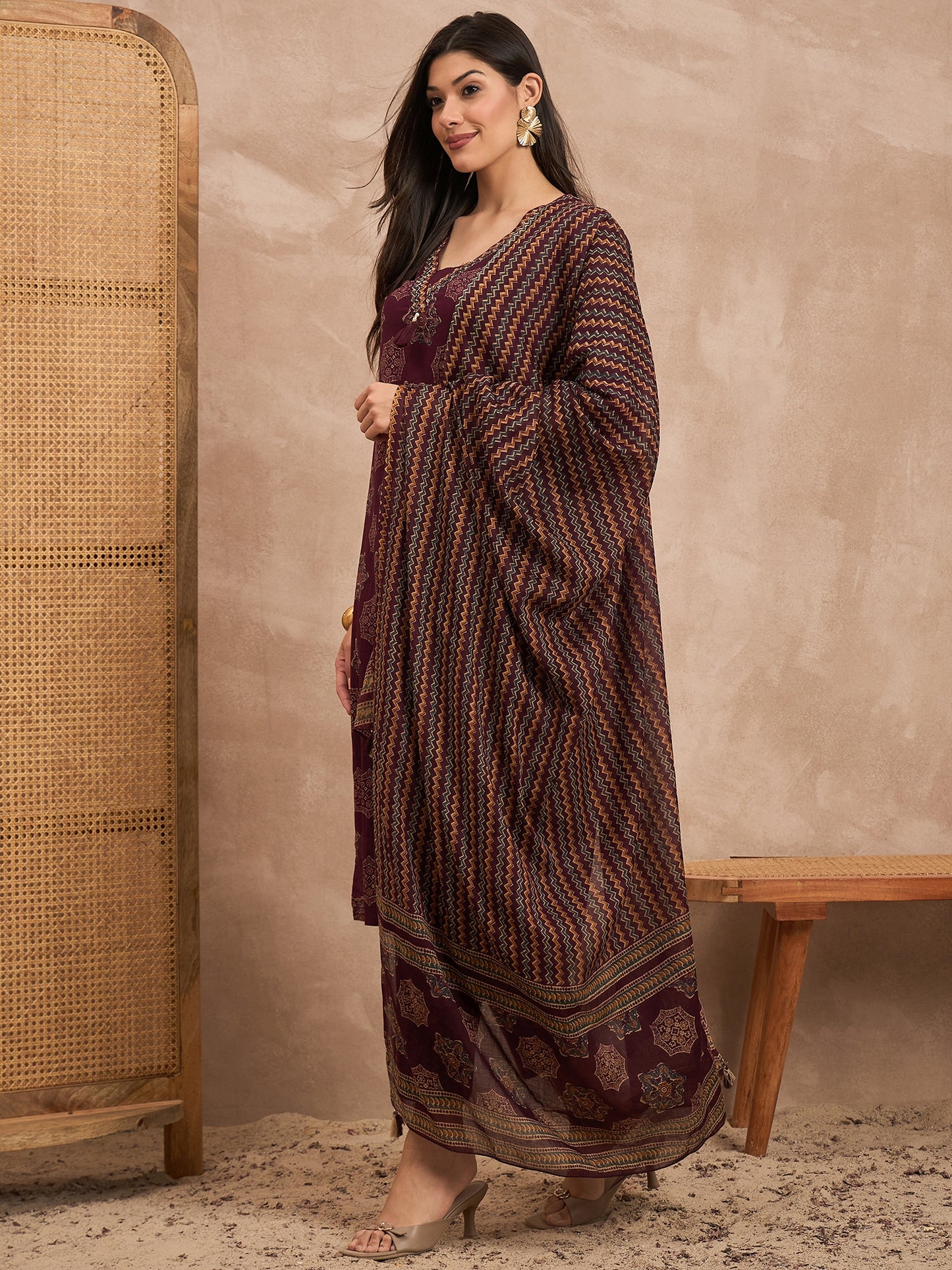 Women Ethnic Motifs Printed Pure Cotton Kurta with Trousers & Dupatta