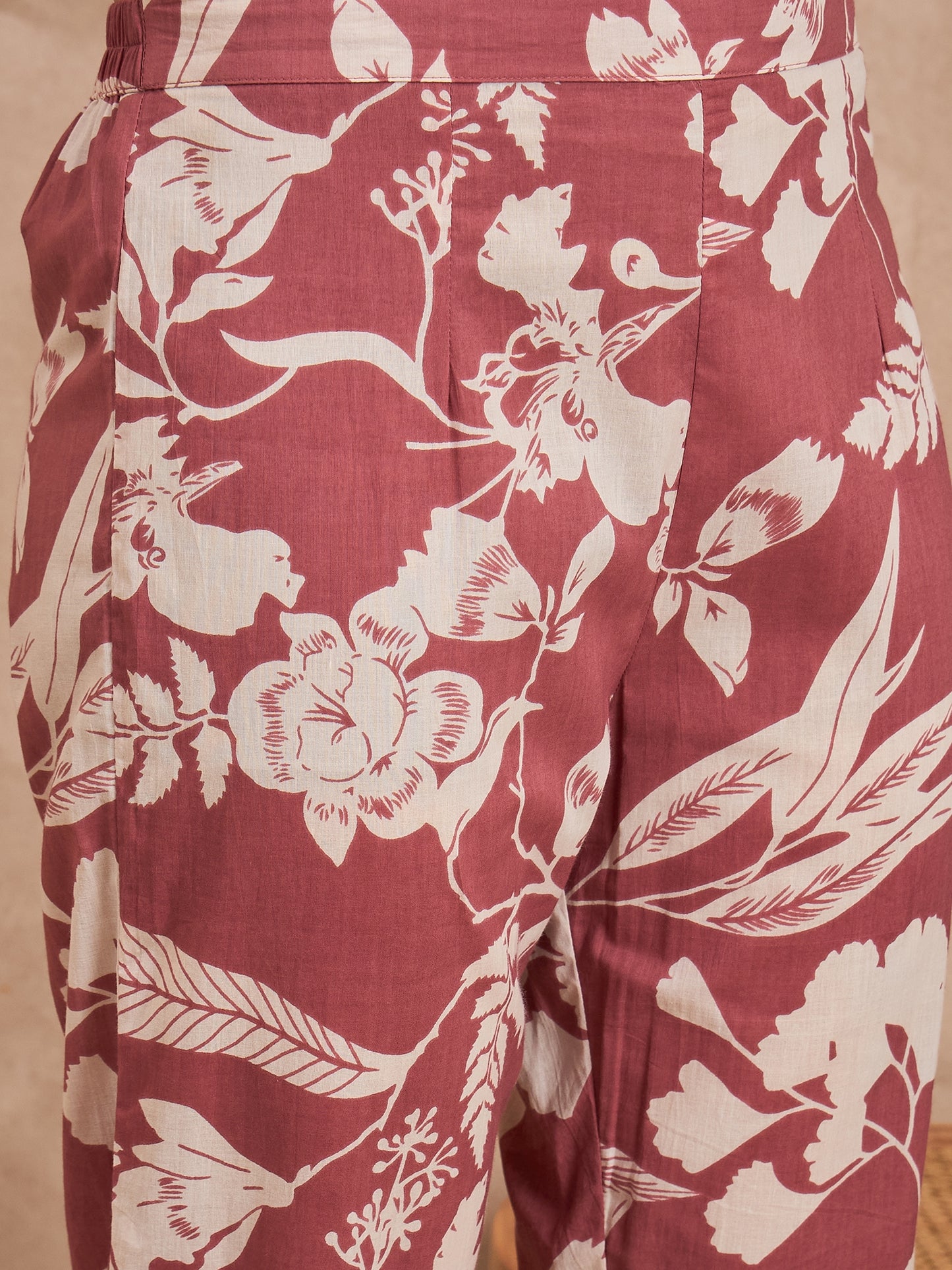 Floral Printed Pure Cotton Tunic With Trouser