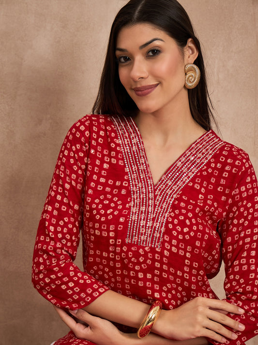 Women Viscose Rayon Printed Hand Work Emblished Kurti