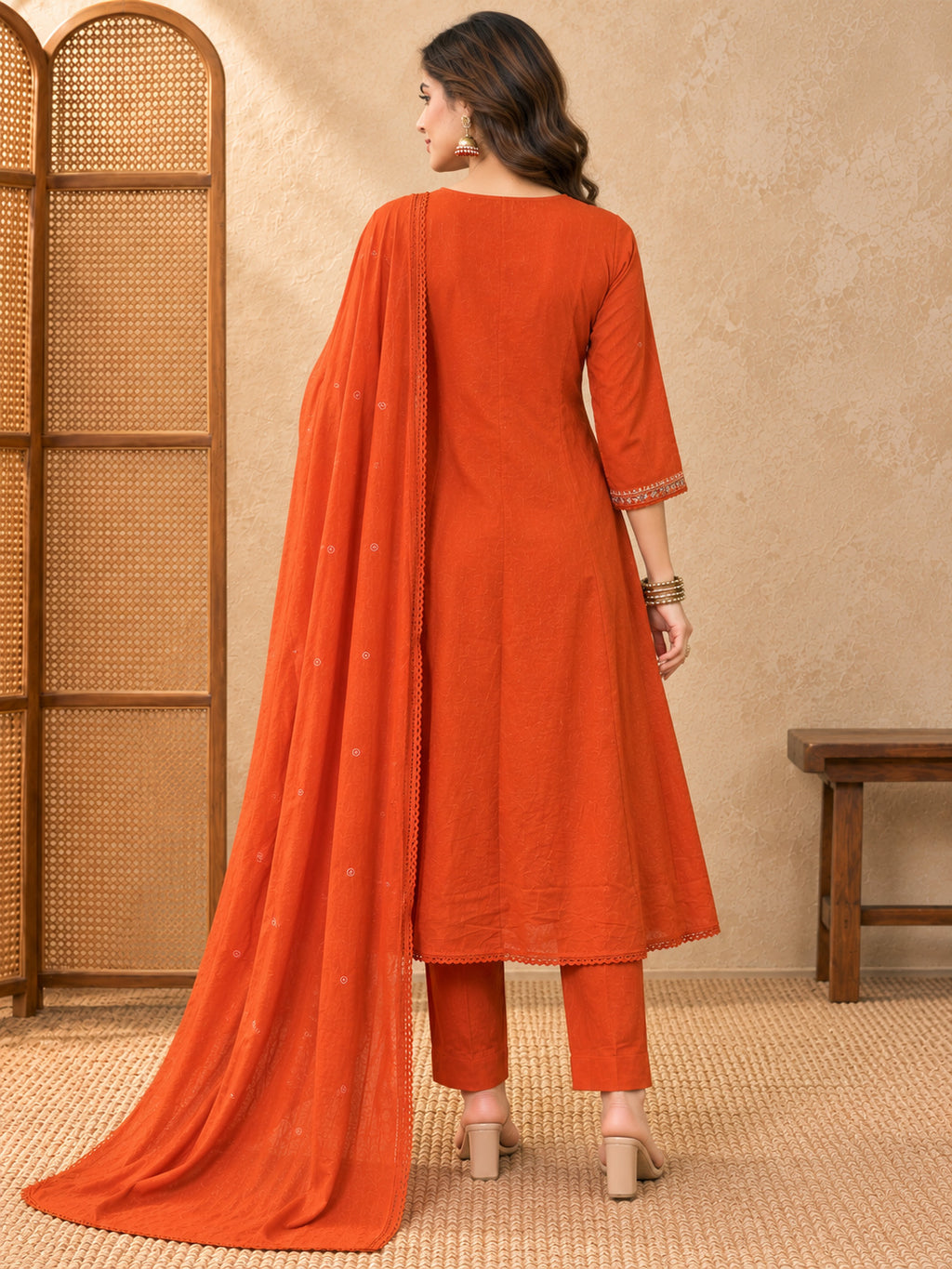 Women Ethnic Motifs Embroidered Empire Thread Work Kurta with Trousers & With Dupatta