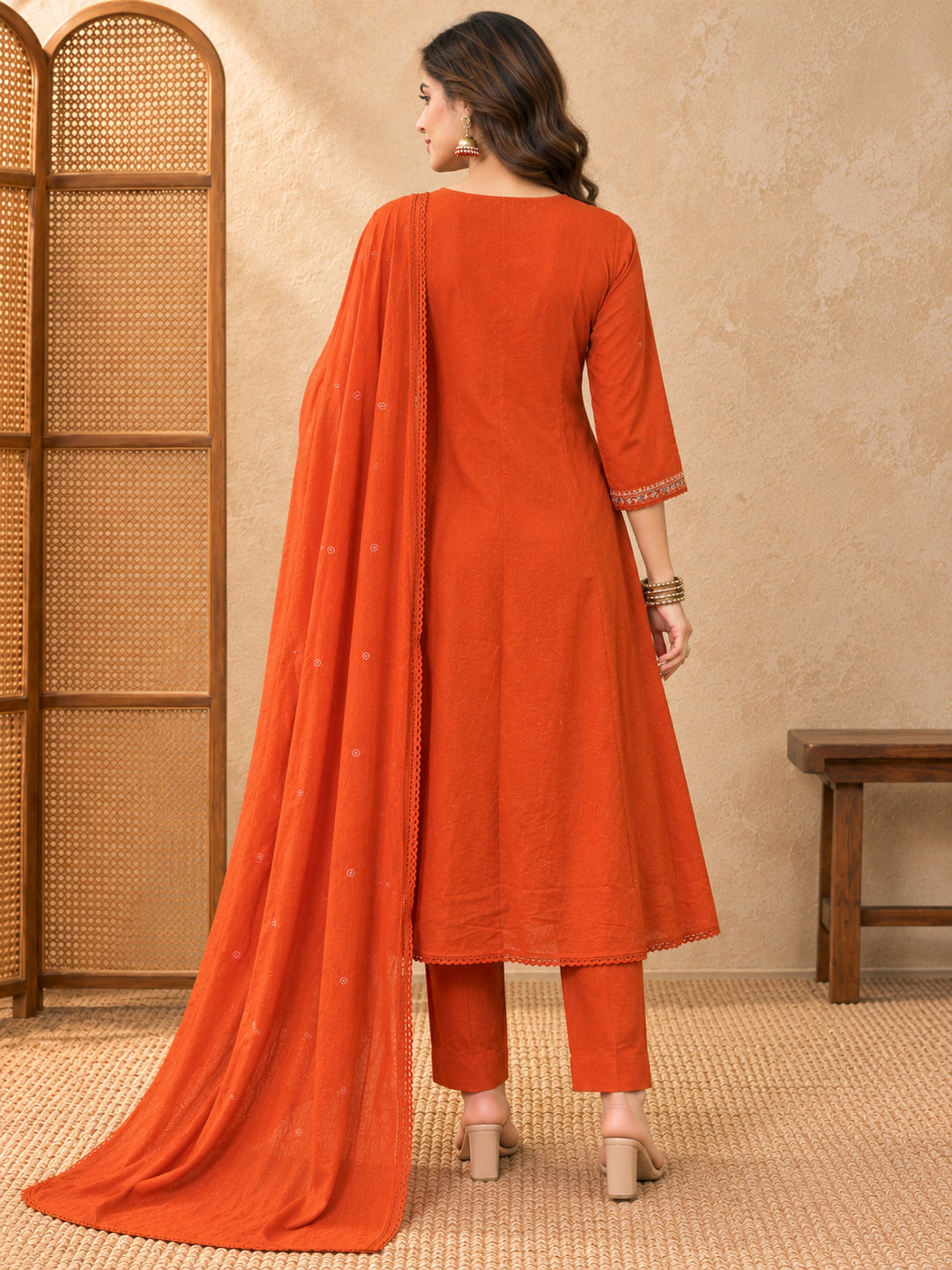 Women Ethnic Motifs Embroidered Empire Thread Work Kurta with Trousers & With Dupatta