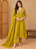 Women Ethnic Motifs Embroidered Empire Mirror Work Kurta with Trousers & With Dupatta