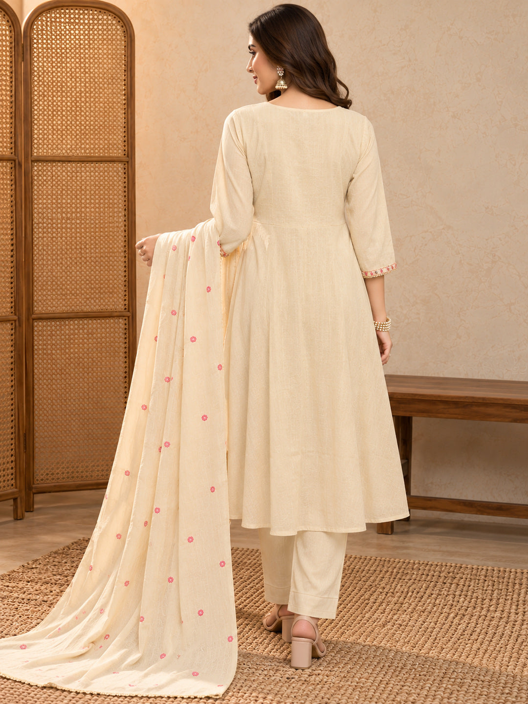 Women Ethnic Motifs Embroidered Regular Mirror Work Kurta with Trousers & With Dupatta