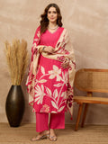 Women Floral Printed Regular Pure Cotton Kurta with Trousers & With Dupatta