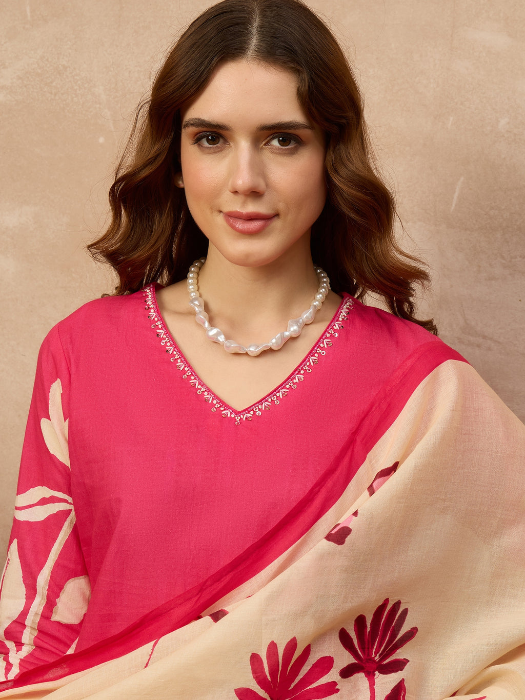 Women Floral Printed Regular Pure Cotton Kurta with Trousers & With Dupatta