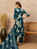 Women Floral Printed Regular Pure Cotton Kurta with Trousers & With Dupatta