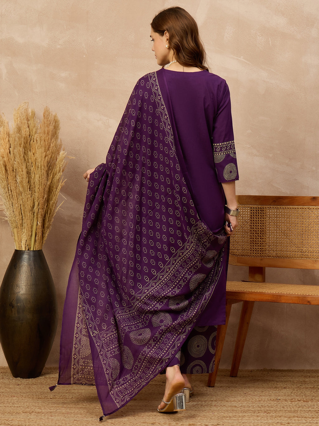 Women Printed Regular Pure Cotton Kurta with Palazzos & With Dupatta