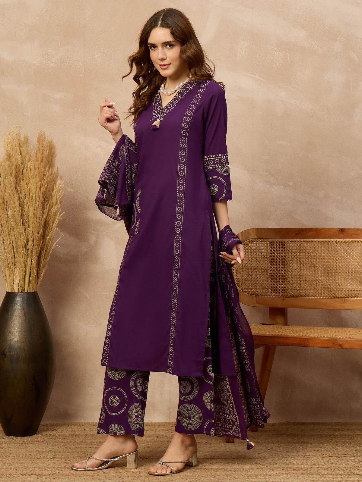 Women Printed Regular Pure Cotton Kurta with Palazzos & With Dupatta