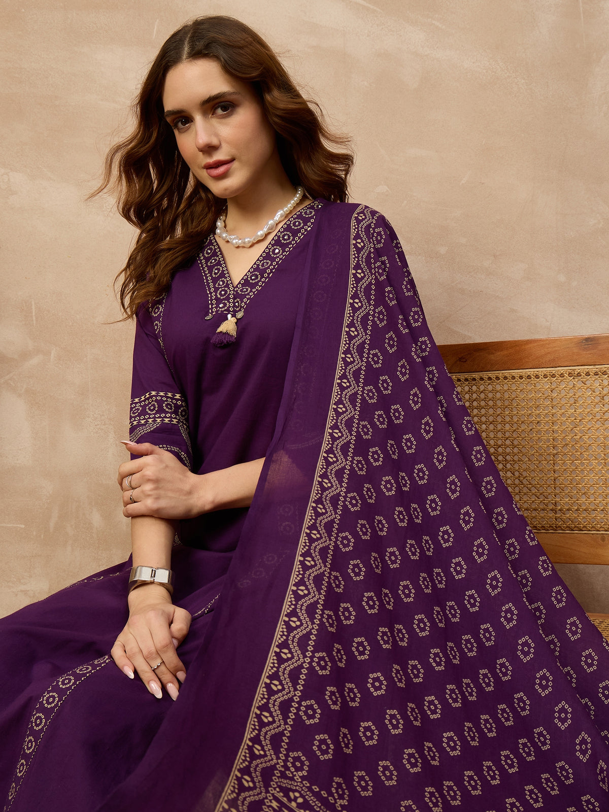 Women Printed Regular Pure Cotton Kurta with Palazzos & With Dupatta