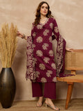 Women Ethnic Motifs Printed Regular Pure Cotton Kurta with Trousers & With Dupatta