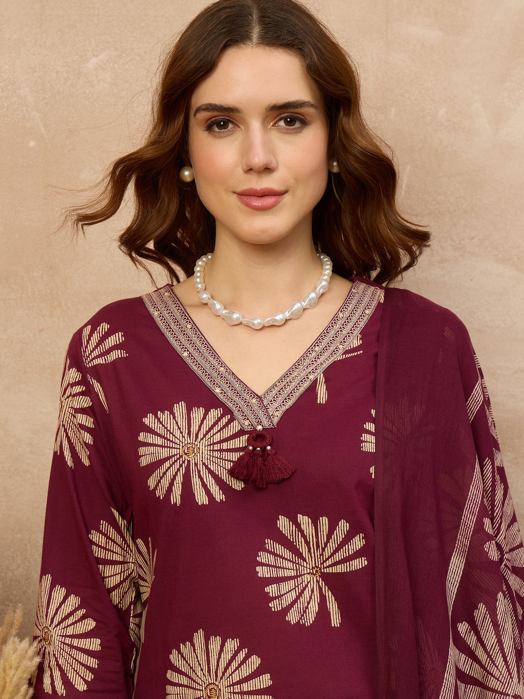 Women Ethnic Motifs Printed Regular Pure Cotton Kurta with Trousers & With Dupatta