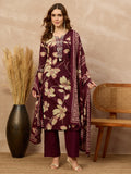 Women Floral Printed Regular Thread Work Pure Cotton Kurta with Palazzos & With Dupatta