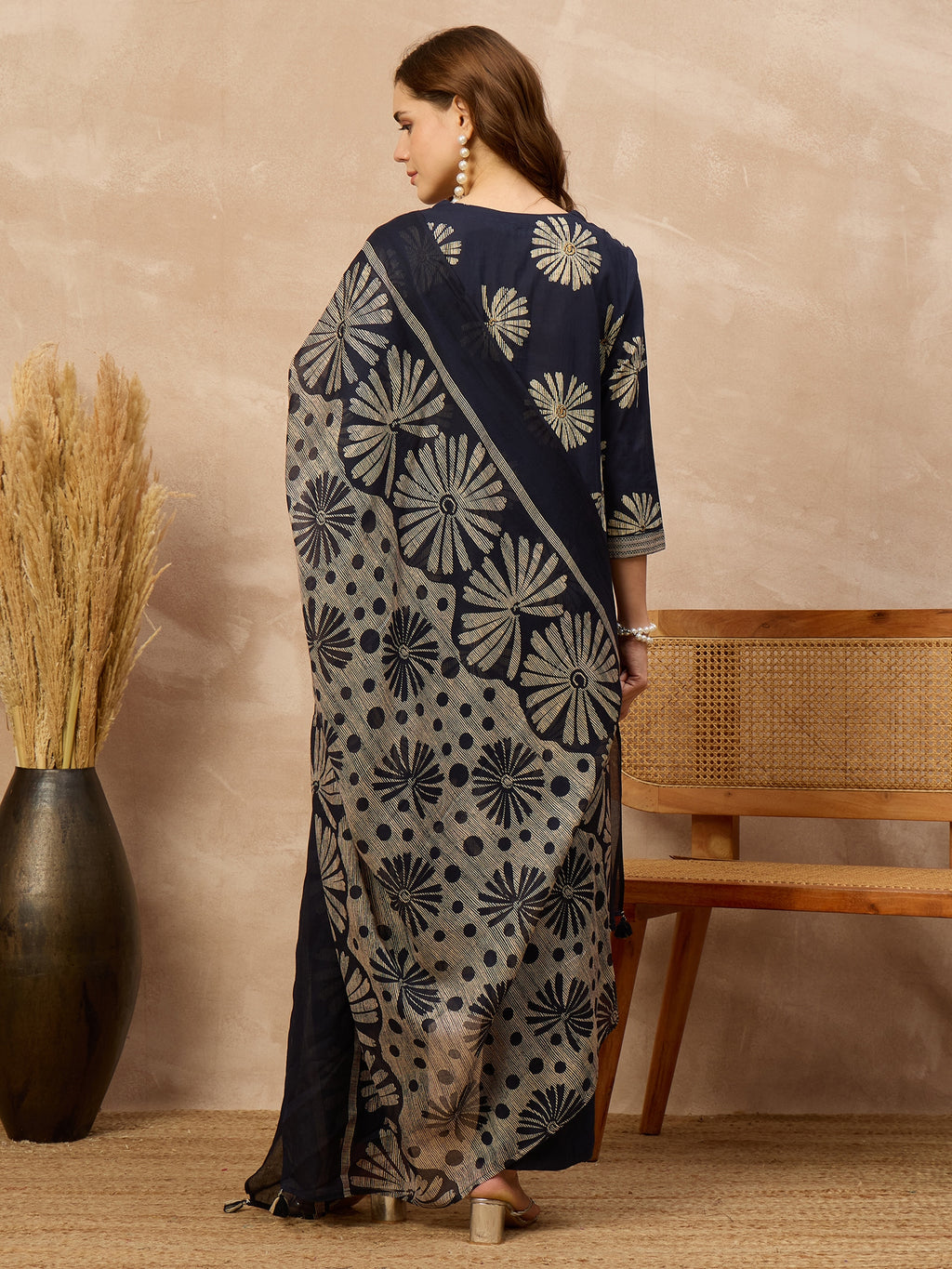 Women Ethnic Motifs Printed Regular Pure Cotton Kurta with Palazzos & With Dupatta