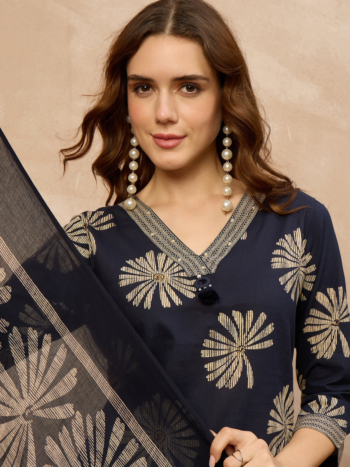 Women Ethnic Motifs Printed Regular Pure Cotton Kurta with Palazzos & With Dupatta