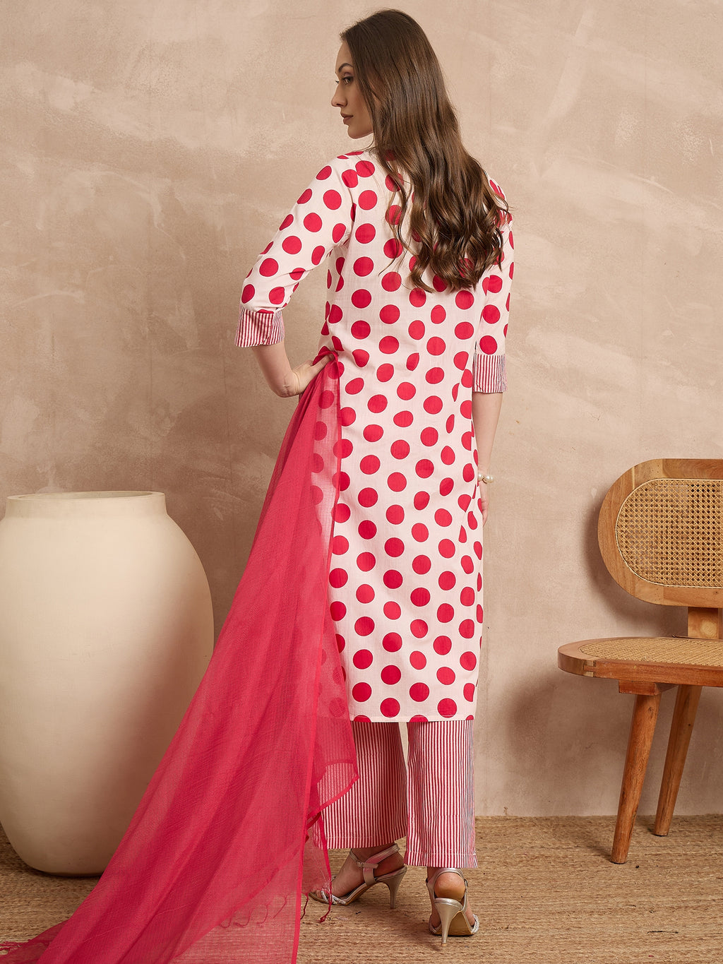 Women Pure Cotton Ethnic Motifs Printed Regular Kurta With Trousers & Dupatta