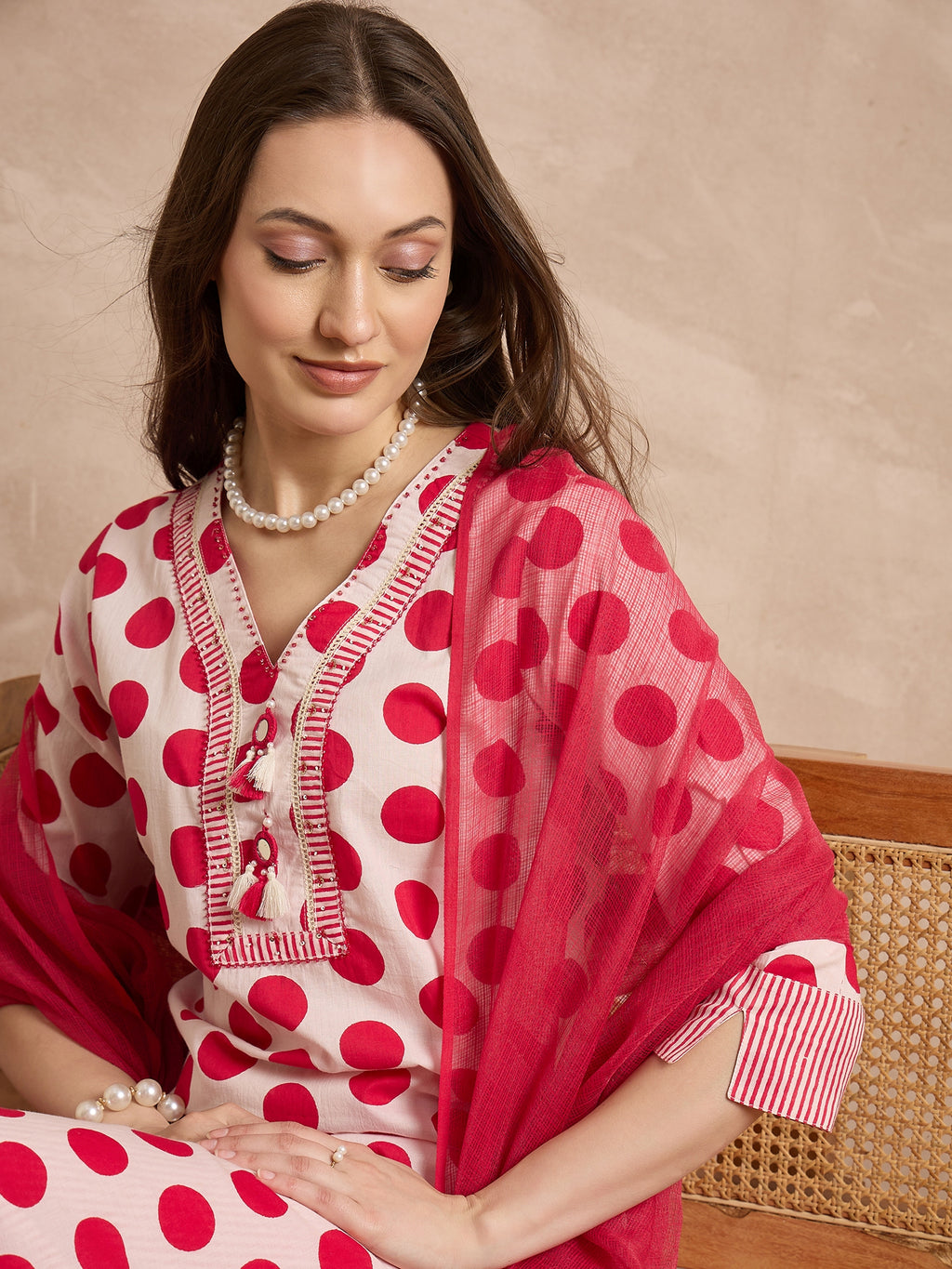 Women Pure Cotton Ethnic Motifs Printed Regular Kurta With Trousers & Dupatta