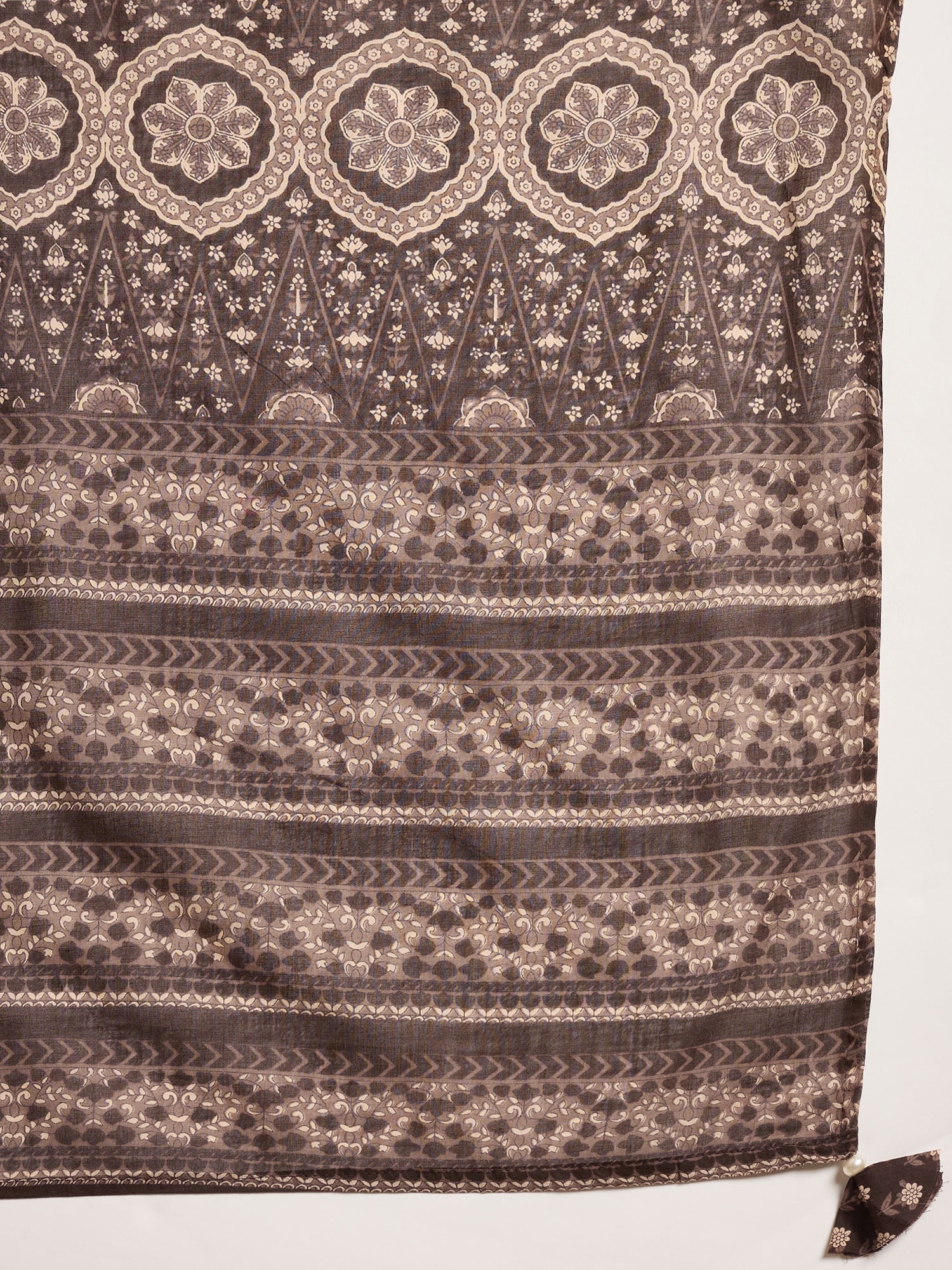 Women Ethnic Motifs Printed Regular Thread Work Pure Cotton Kurta with Trousers & With Dupatta
