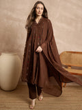 Women Motifs Embroidered Pleated Thread Work Kurta with Trousers & With Dupatta