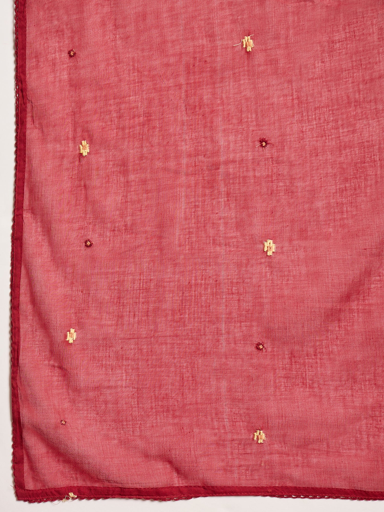 Women Floral Embroidered Angrakha Thread Work Kurta with Trousers & With Dupatta