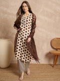 Women Pure Cotton Ethnic Motifs Printed Kurta With Trousers & Dupatta