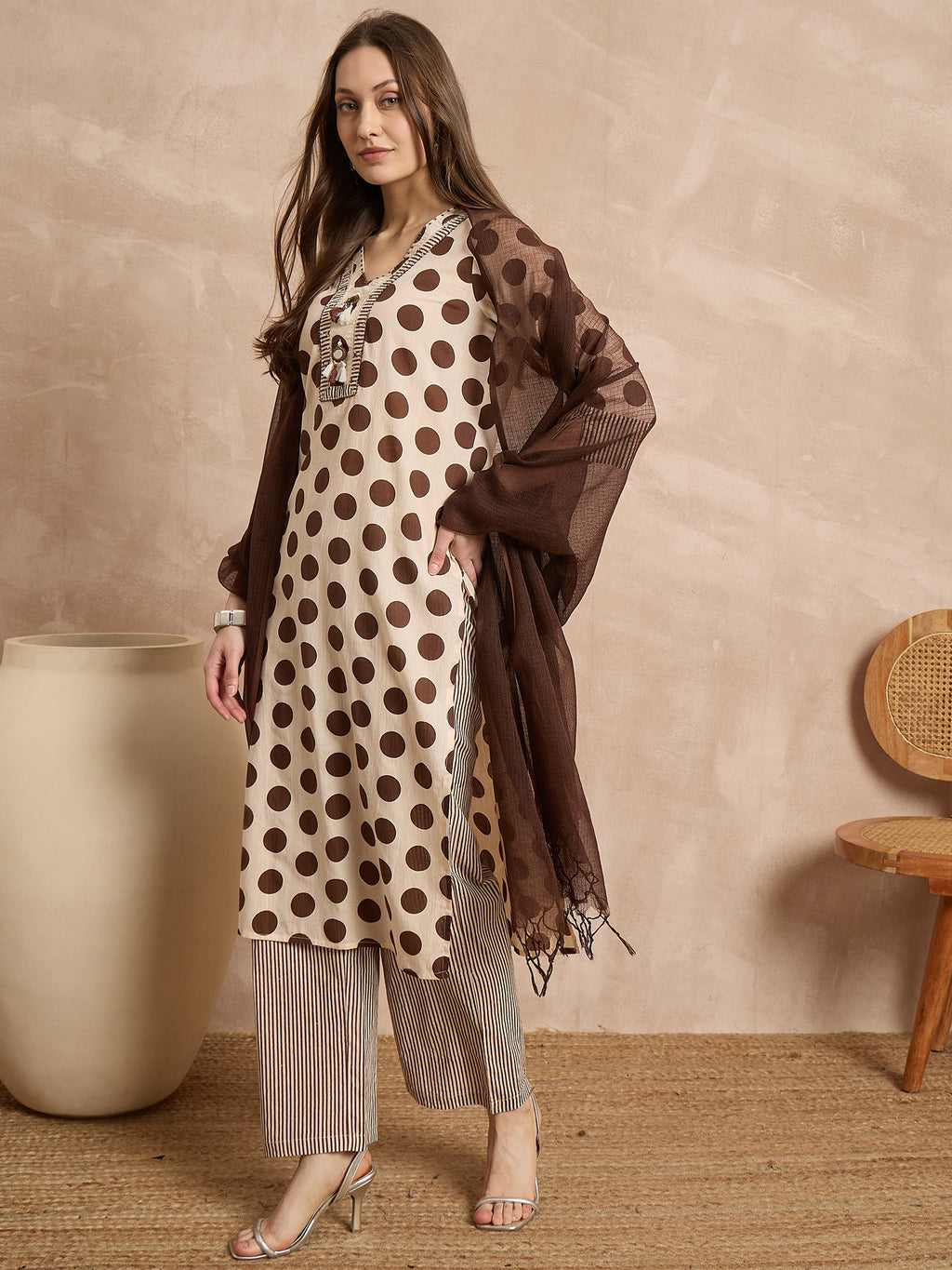 Women Pure Cotton Ethnic Motifs Printed Kurta With Trousers & Dupatta