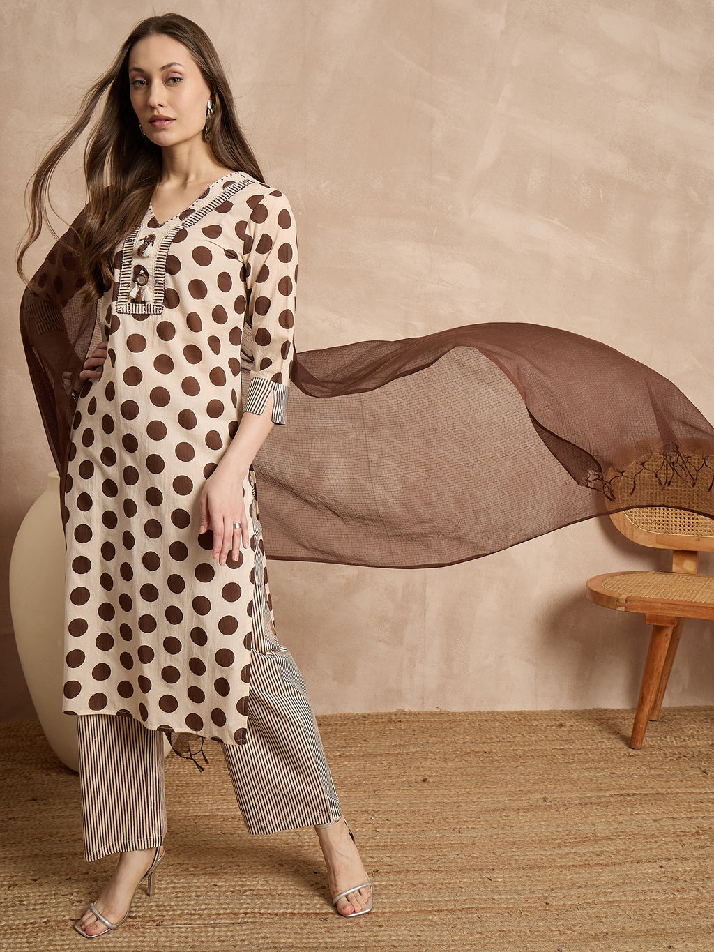 Women Pure Cotton Ethnic Motifs Printed Kurta With Trousers & Dupatta