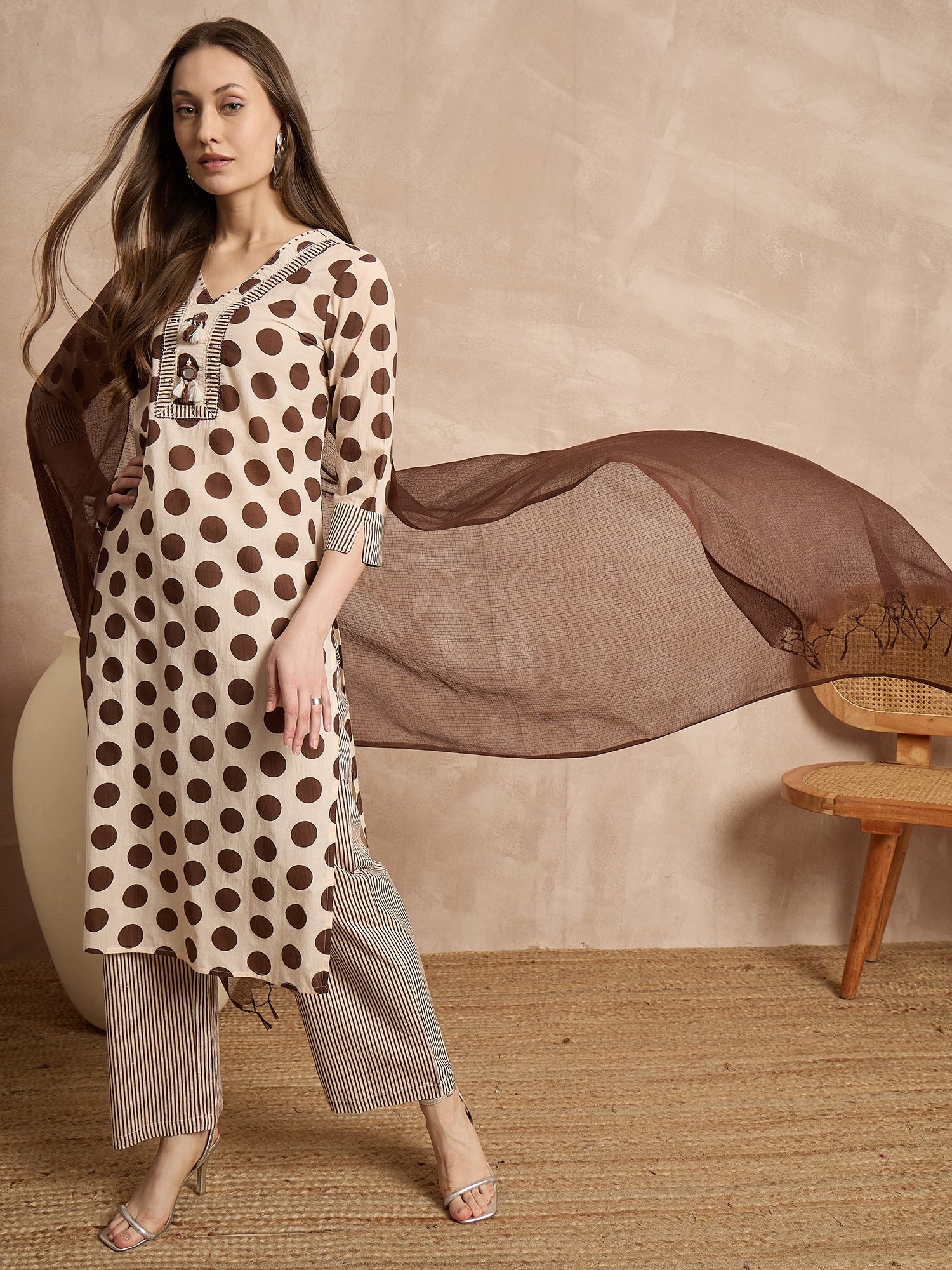 Women Pure Cotton Ethnic Motifs Printed Kurta With Trousers & Dupatta