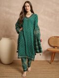 Women Ethnic Motifs Printed Regular Thread Work Pure Cotton Kurta with Trousers & With Dupatta