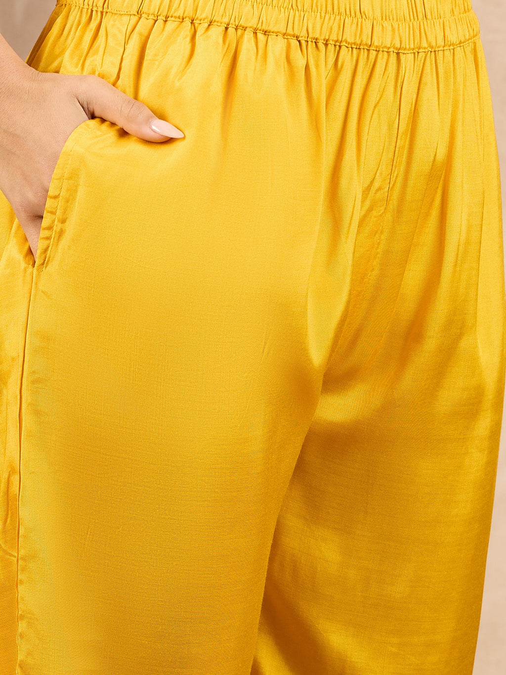 Women Floral Embroidered Empire Beads and Stones Silk Crepe Kurta with Trousers & With Dupatta