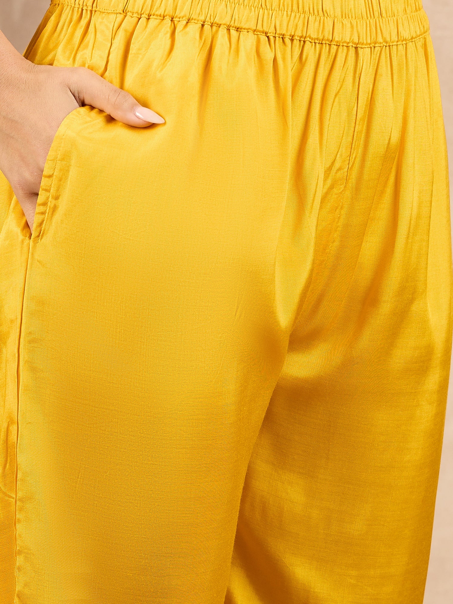 Women Floral Embroidered Empire Beads and Stones Silk Crepe Kurta with Trousers & With Dupatta
