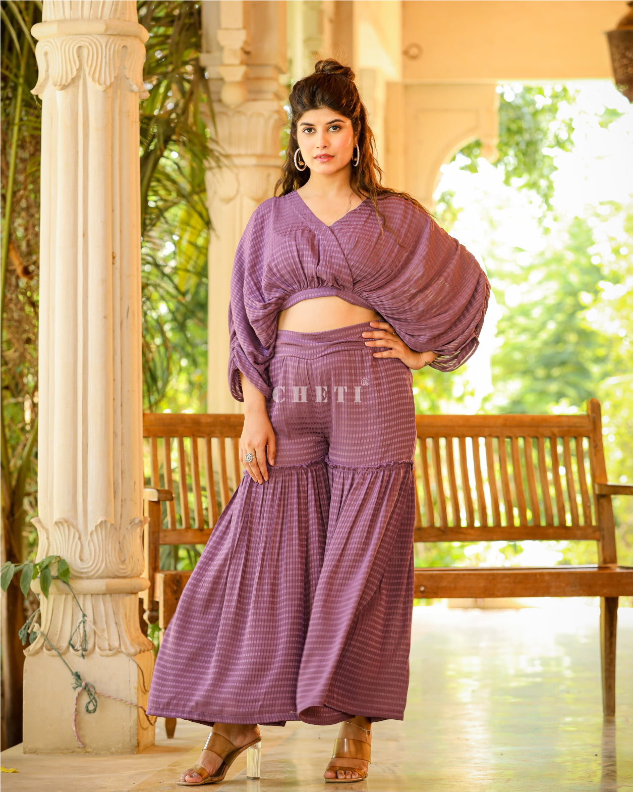 Purple Sharara Set