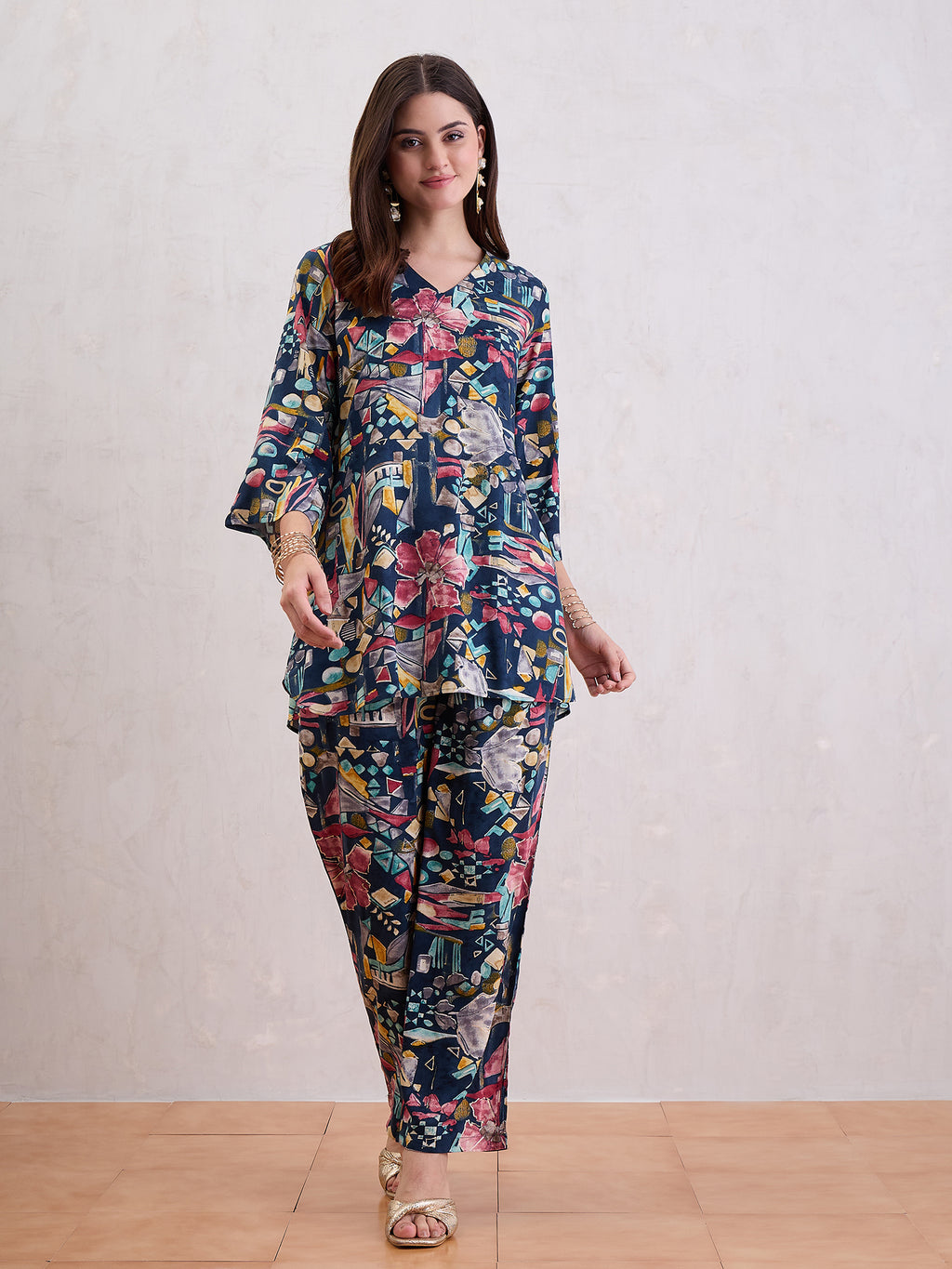 Printed Top With Trousers Co-Ords