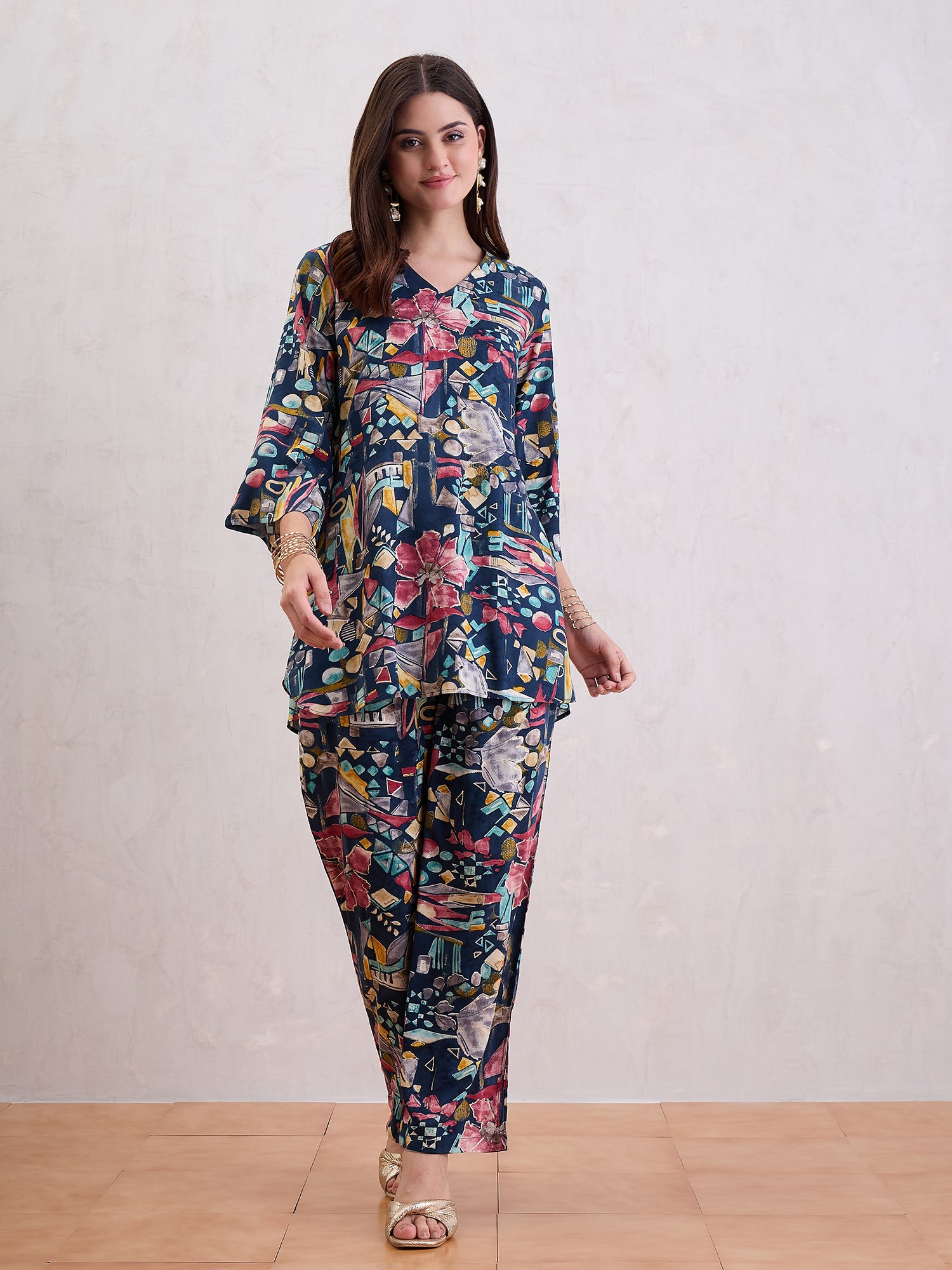 Printed Top With Trousers Co-Ords