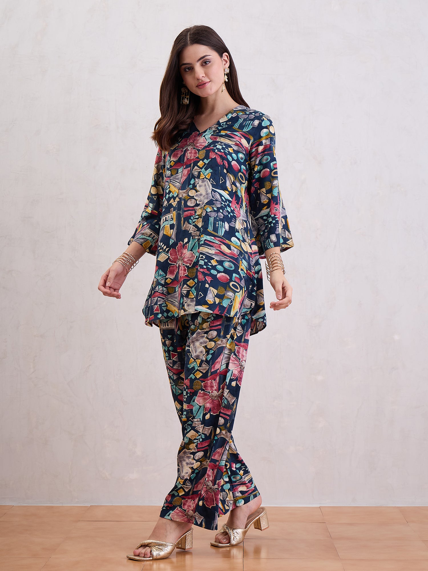 Printed Top With Trousers Co-Ords