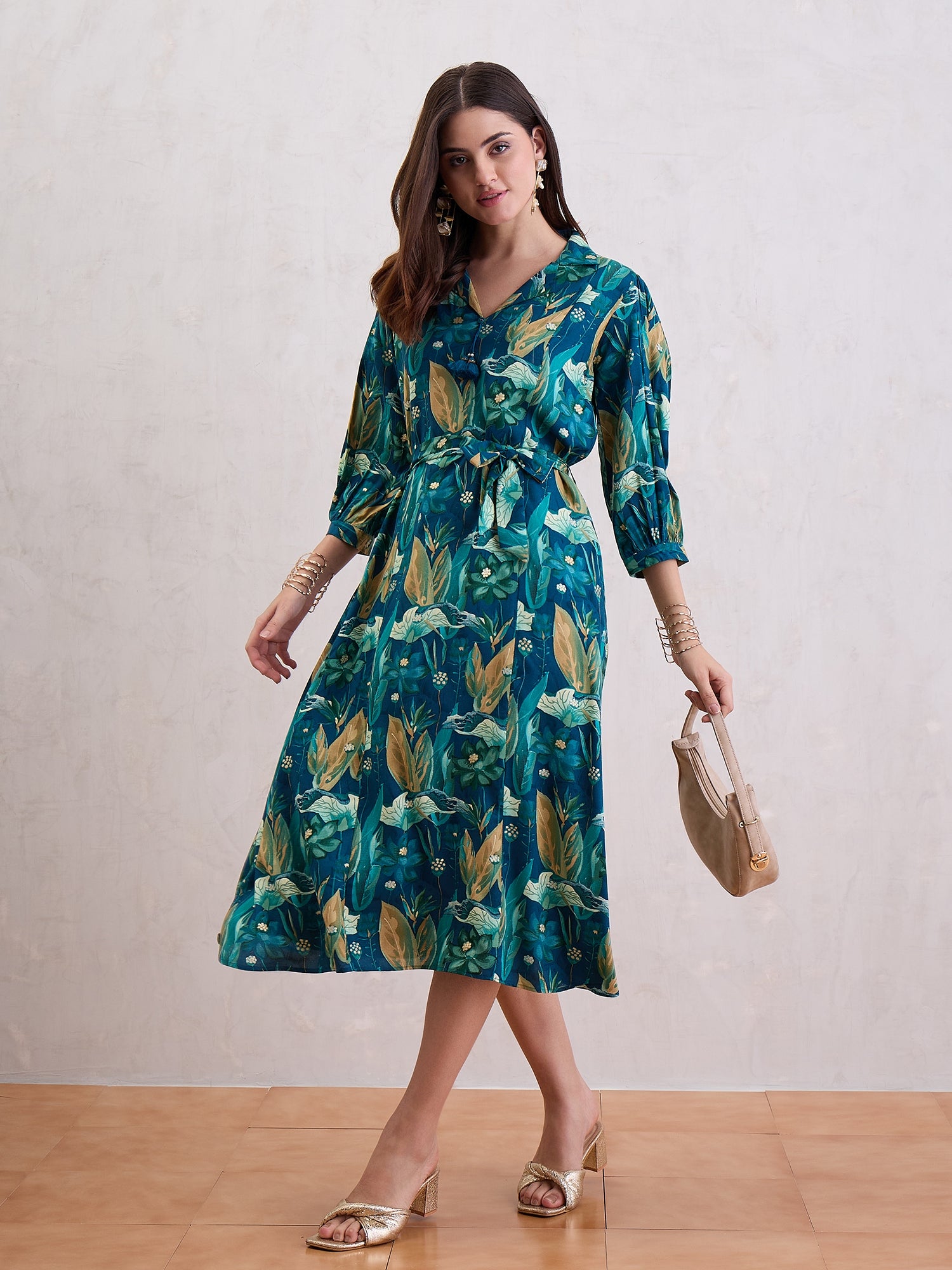 Floral Printed Fit & Flare Maxi Dress
