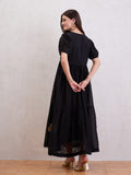 Women Voile Floral Embroidered Fit & Flare Midi Dress