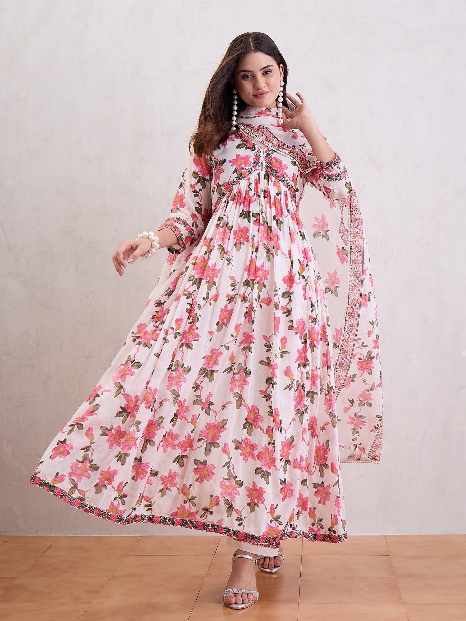 Women Anarkali Voile Kurta Set