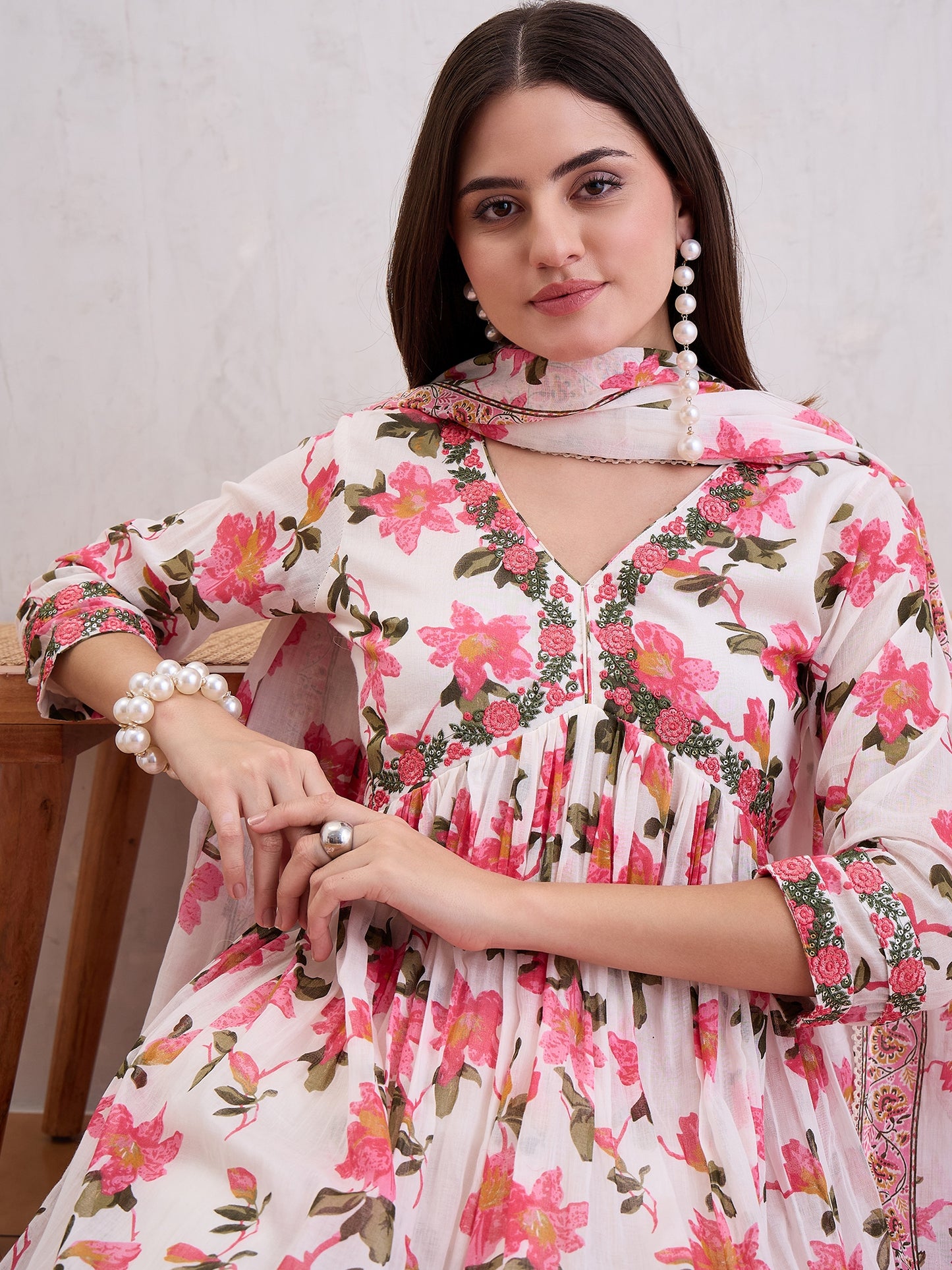 Women Anarkali Voile Kurta Set
